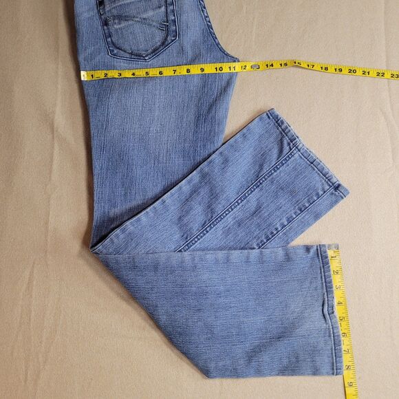 ZD Zana Di Blue Jeans Y2K Size 13 Silver Metallic Stitching Straight Leg 33x31 - Picture 5 of 11